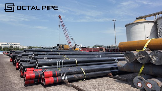 OCTG tubing oilfield production pipe yard stacking OCTG tubing oilfield production pipe yard stacking